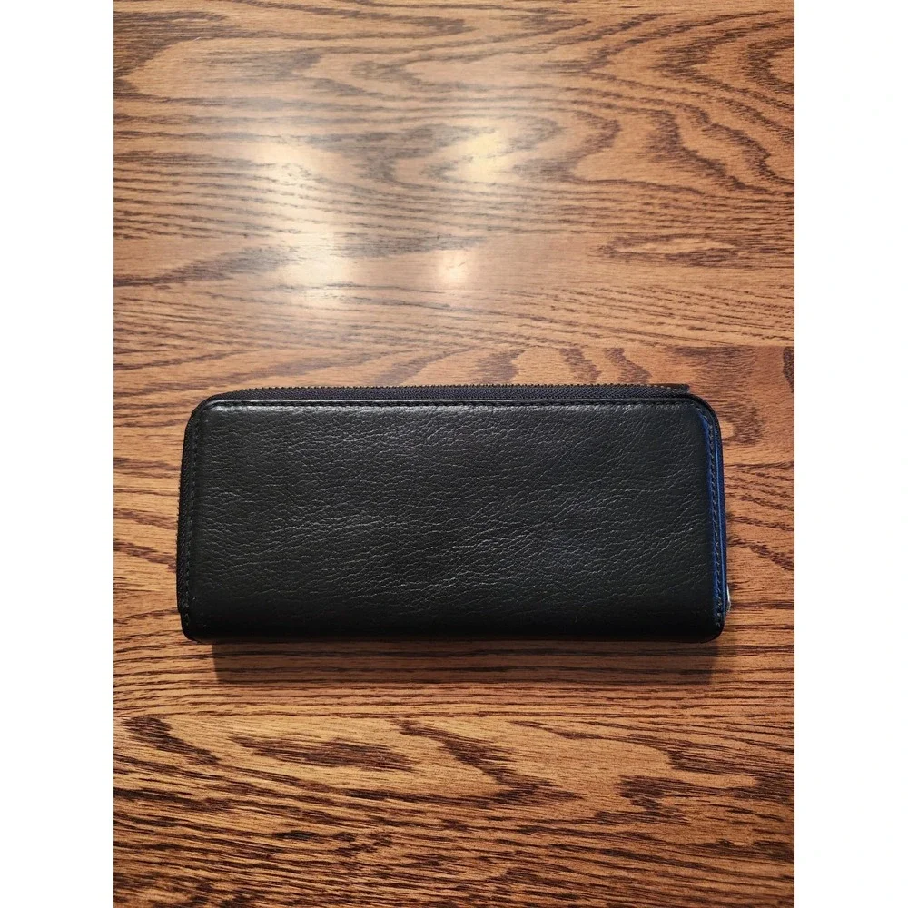 Fossil Jori Leather‎ RFID Flap Clutch Wallet Womens Black